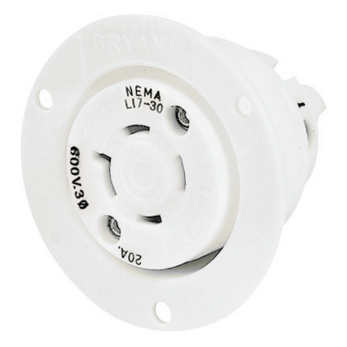 Product image for LKG FLG-RCPT, 30A 3PH 600V, L17-30R,WH