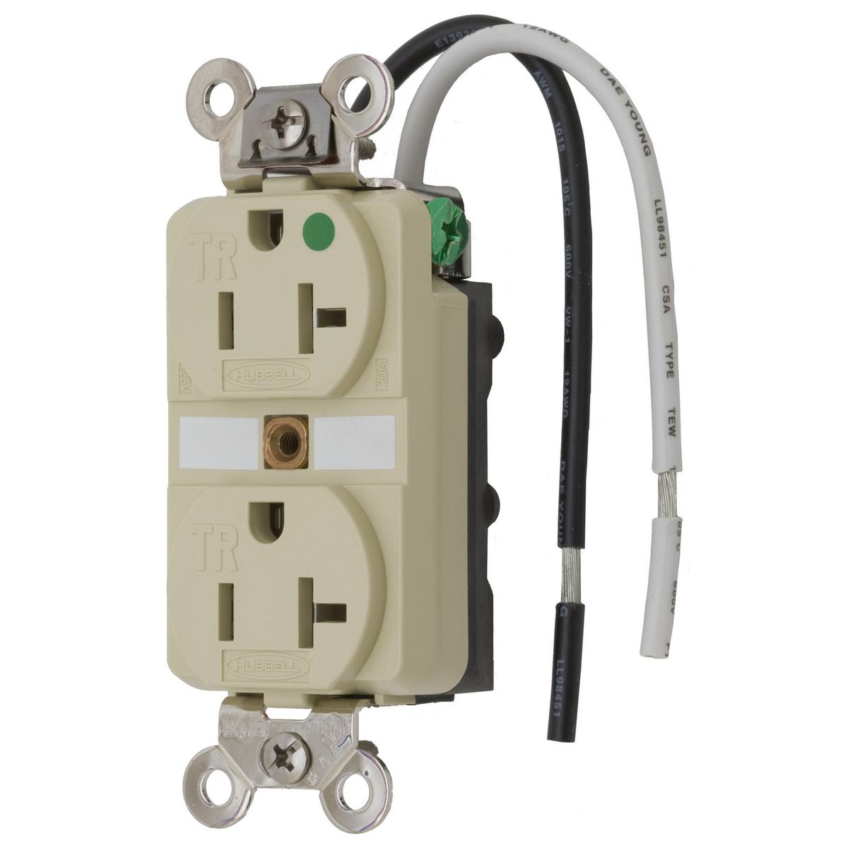 Product image for Receptacle duplex flush nylon 2P3W 20A 5-20R ivo