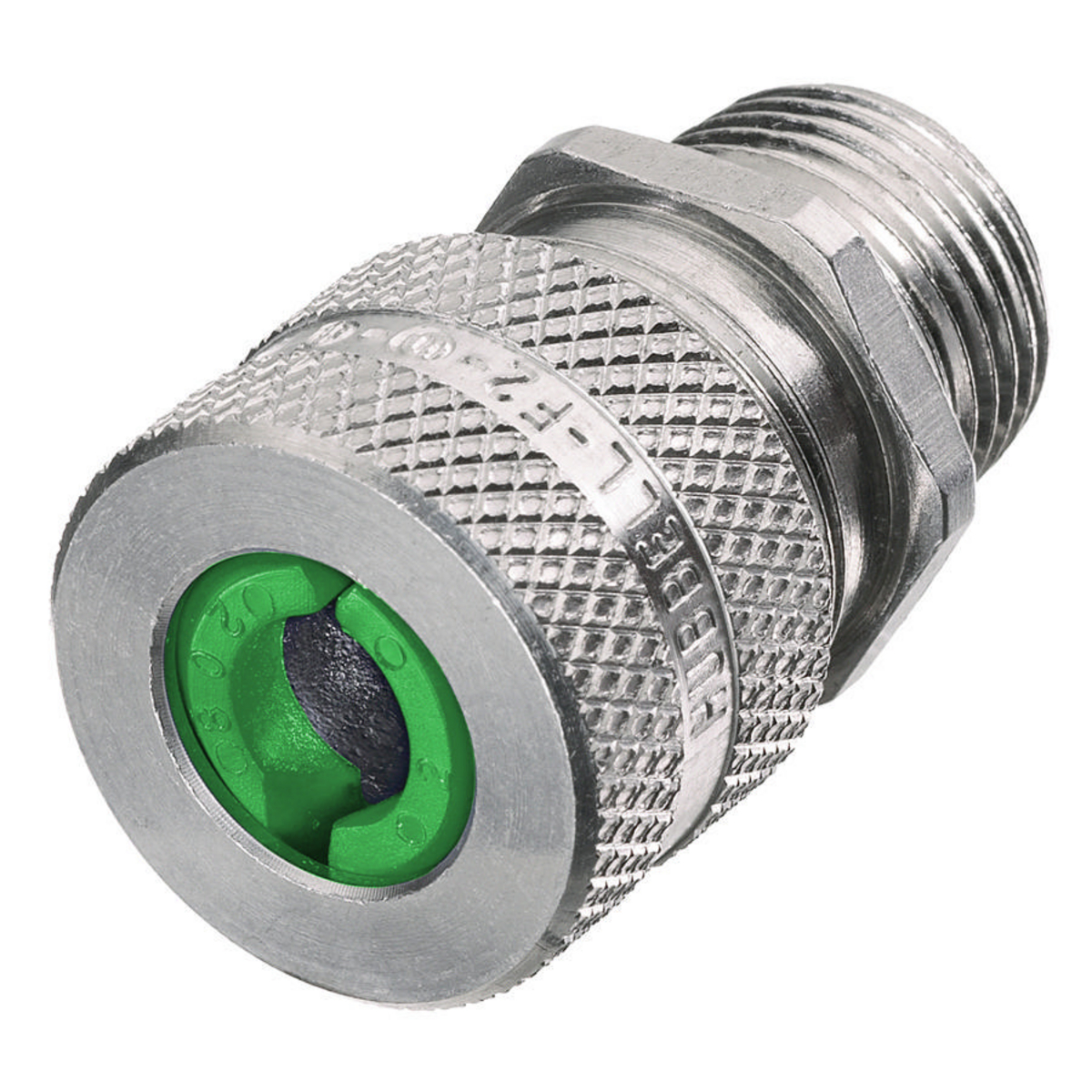 Product image for Connector cord straight male aluminium green 3/8" NPT 0.06-0.13"