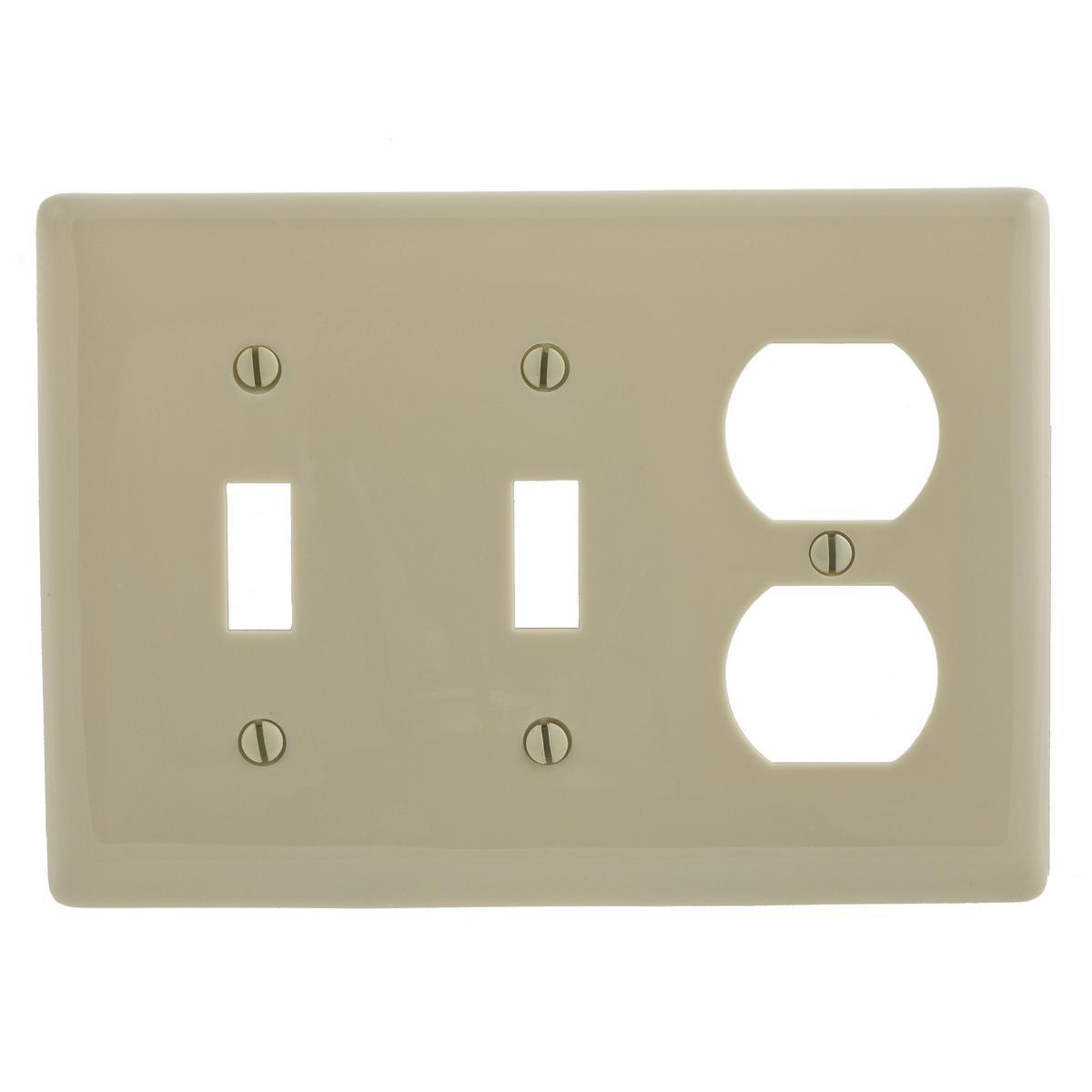 Product image for Plate wall 3-gang 2-toggle 1-duplex standard ivory