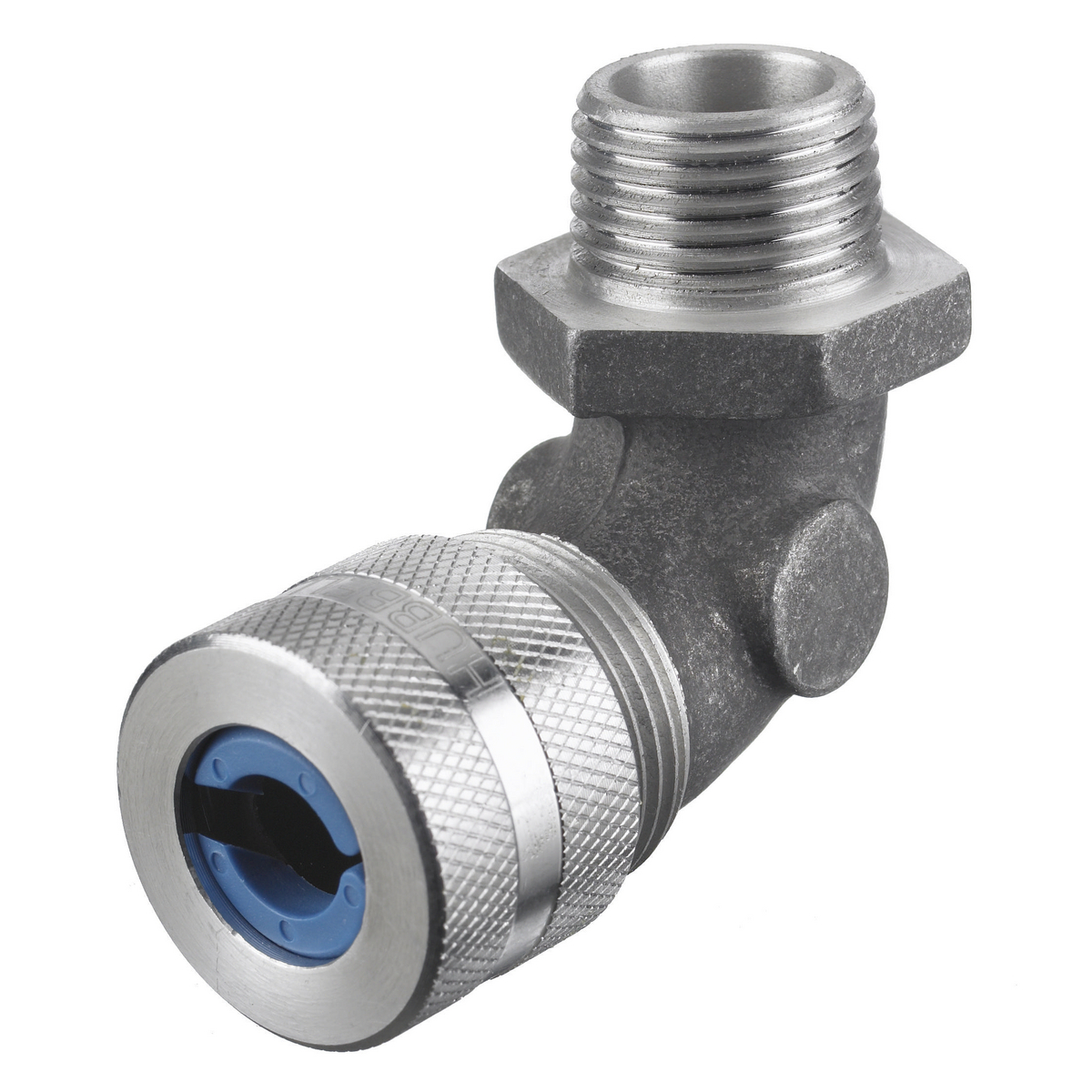 Product image for HUB NHC1012 CONN CORD 90 DEGREE 3/8"HUB MALE FORM SIZE F1 BLUE MACHINED ALUMINUM .38"-.44" CORD DIAMETER