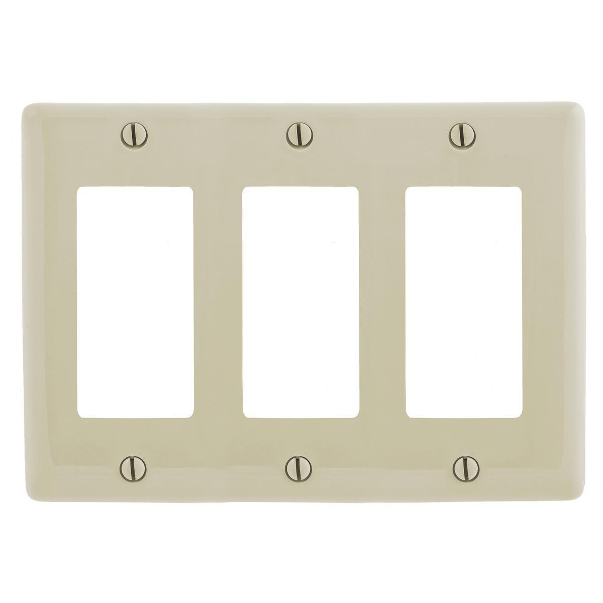 Product image for Wall plate 3gang nylon rectangular plate almond