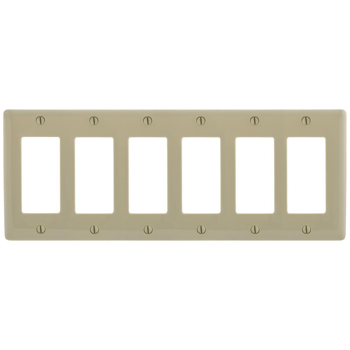Product image for Wallplate 6-gang 6-decorator nylon ivory