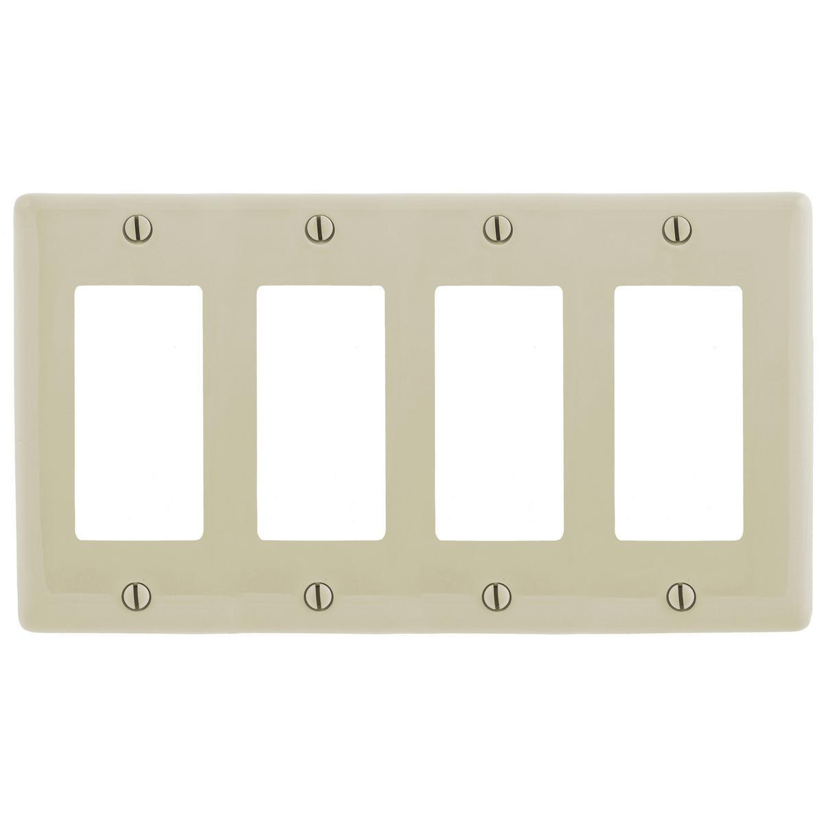 Product image for Wall plate 4gang nylon rectangular plate almond