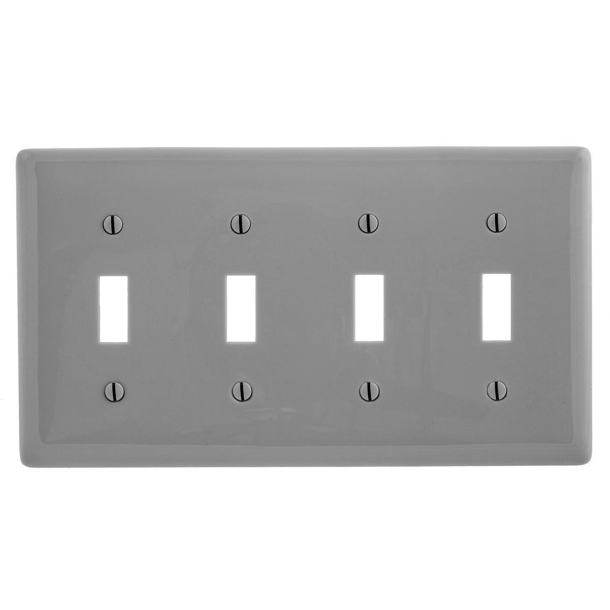Product image for Wall plate 4gang nylon toggle plate grey