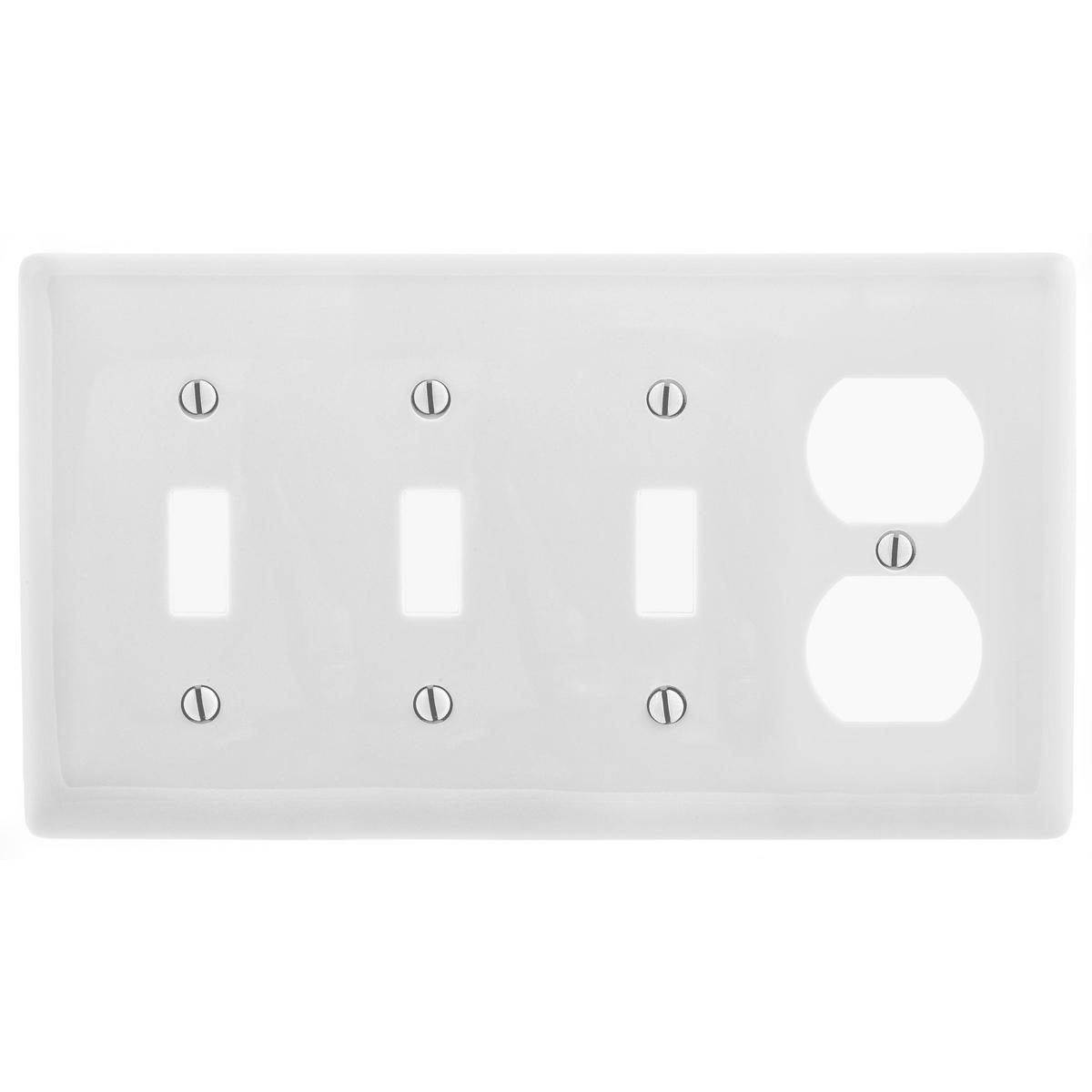 Product image for Plate wall 4-gang 3-toggle 1-duplex standard white