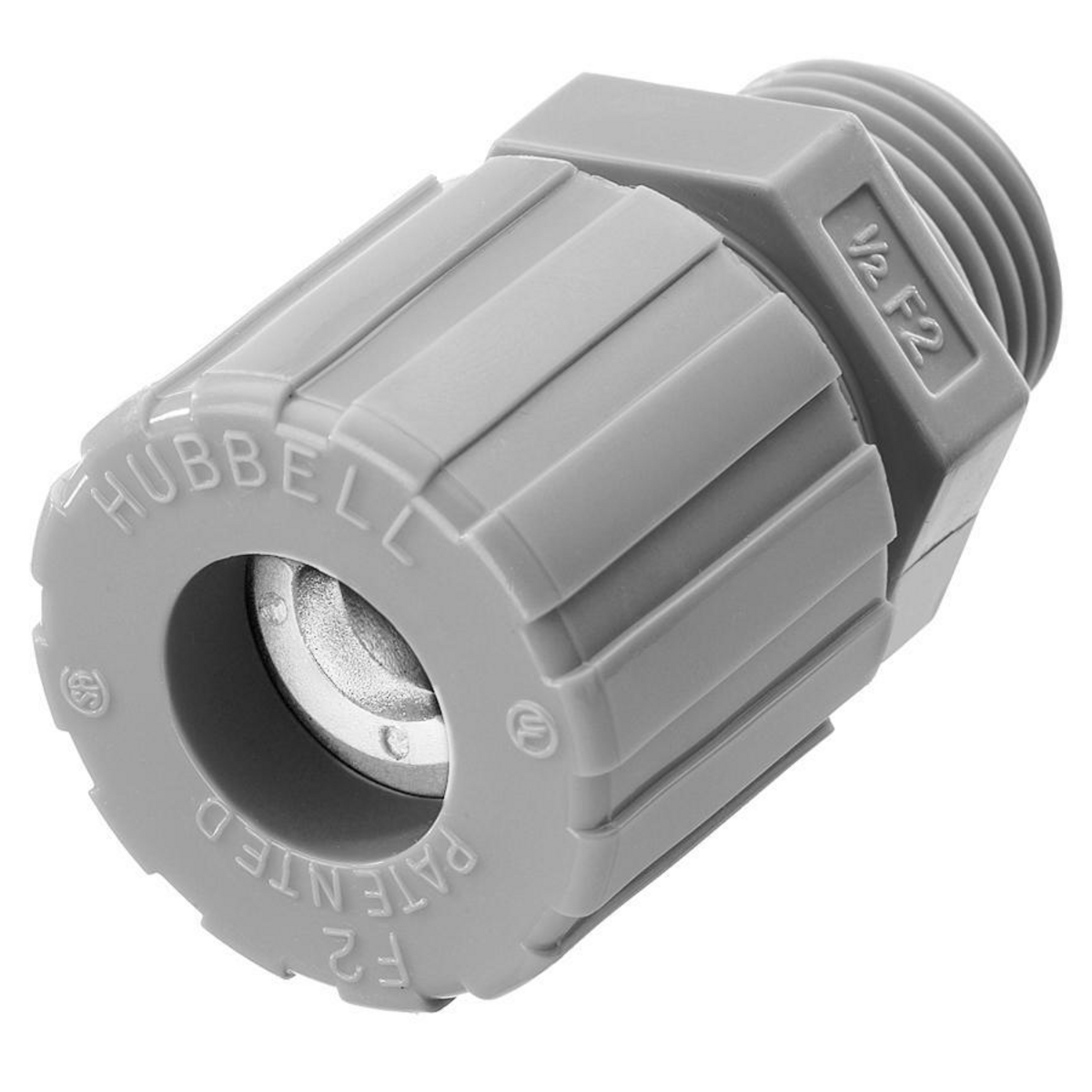Product image for HUB SHC1022CR CONN CORD STR 1/2"HUB MALE FORM SIZE F2 WHITE NYLON GREY .25"-.38"CORD DIA
