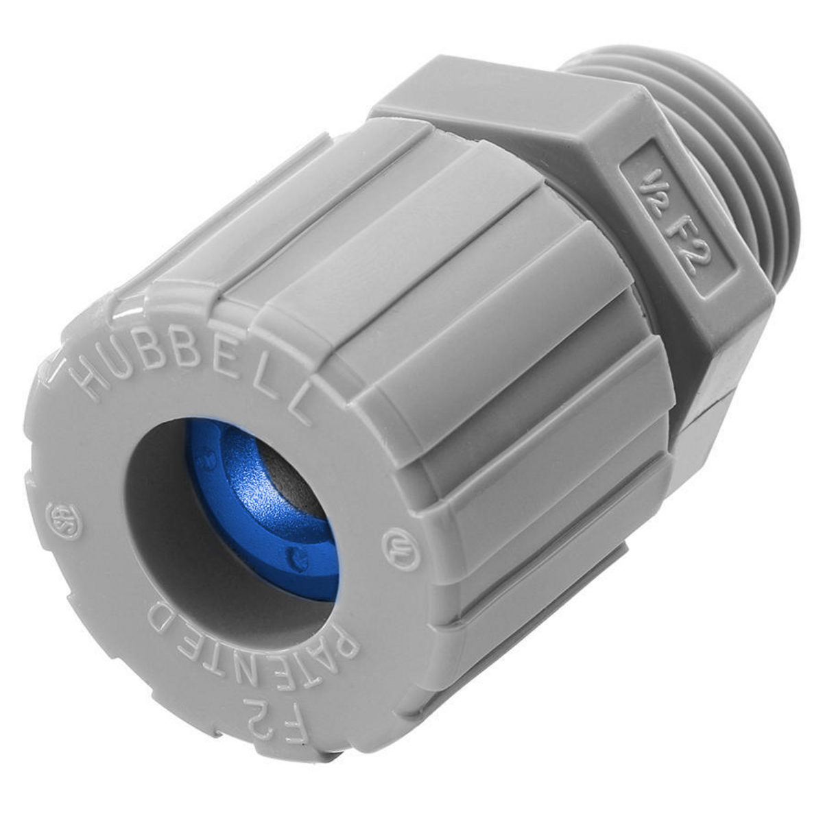 Product image for HUB SHC1023CR CONN CORD STR 1/2"HUB MALE FORM SIZE F2 BLUE NYLON GREY .38"-.50"CORD DIA