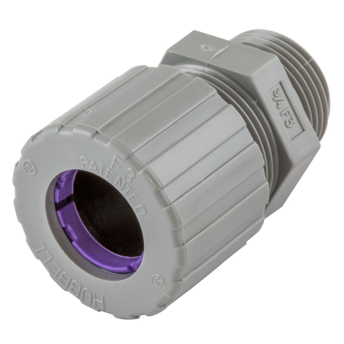 Product image for Connector cord straight male nylon grey/orchid 3/4" NPT 0.75-0.88"