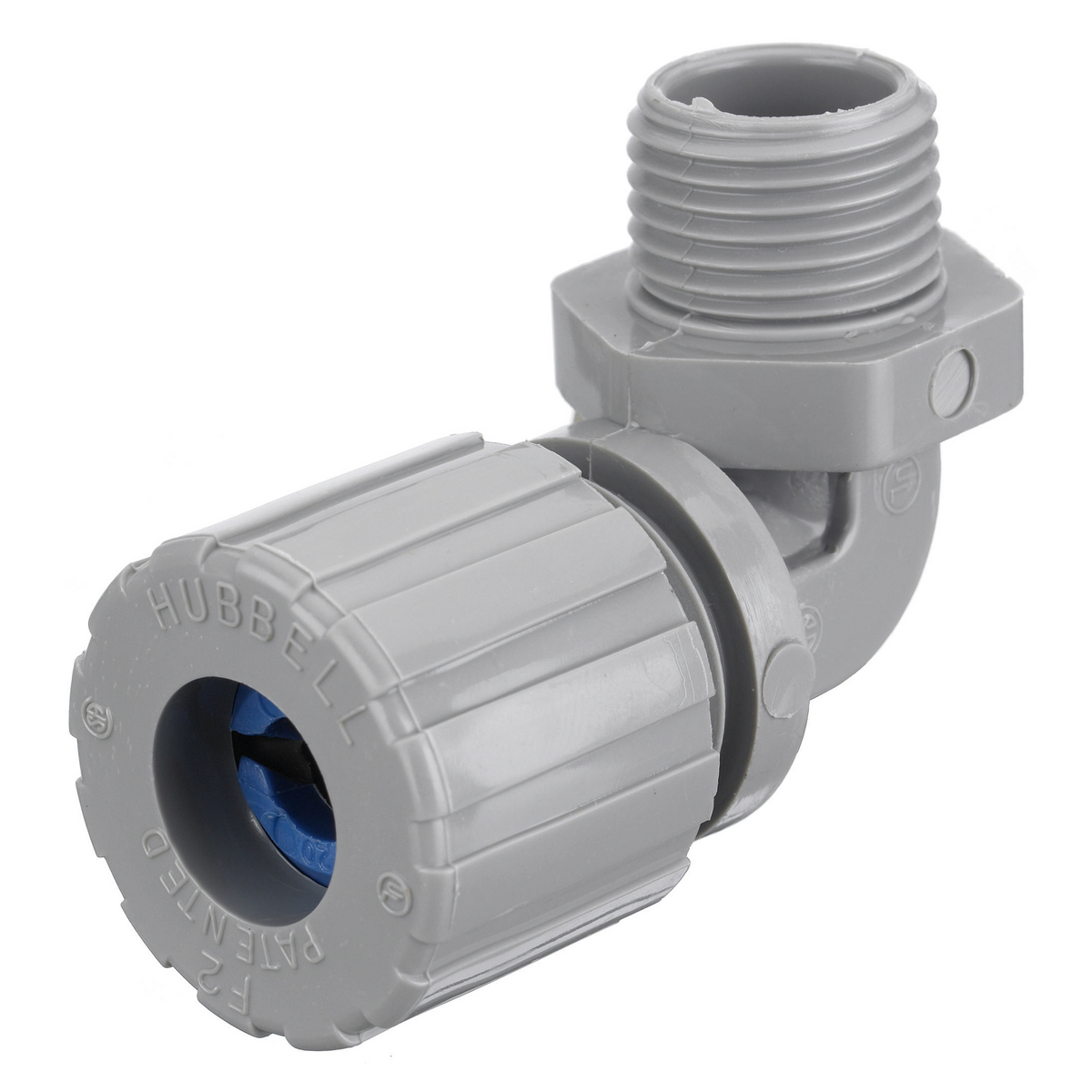 Product image for Connector cord 90.. male nylon grey/blue 1/2" NPT 0.38-0.5"
