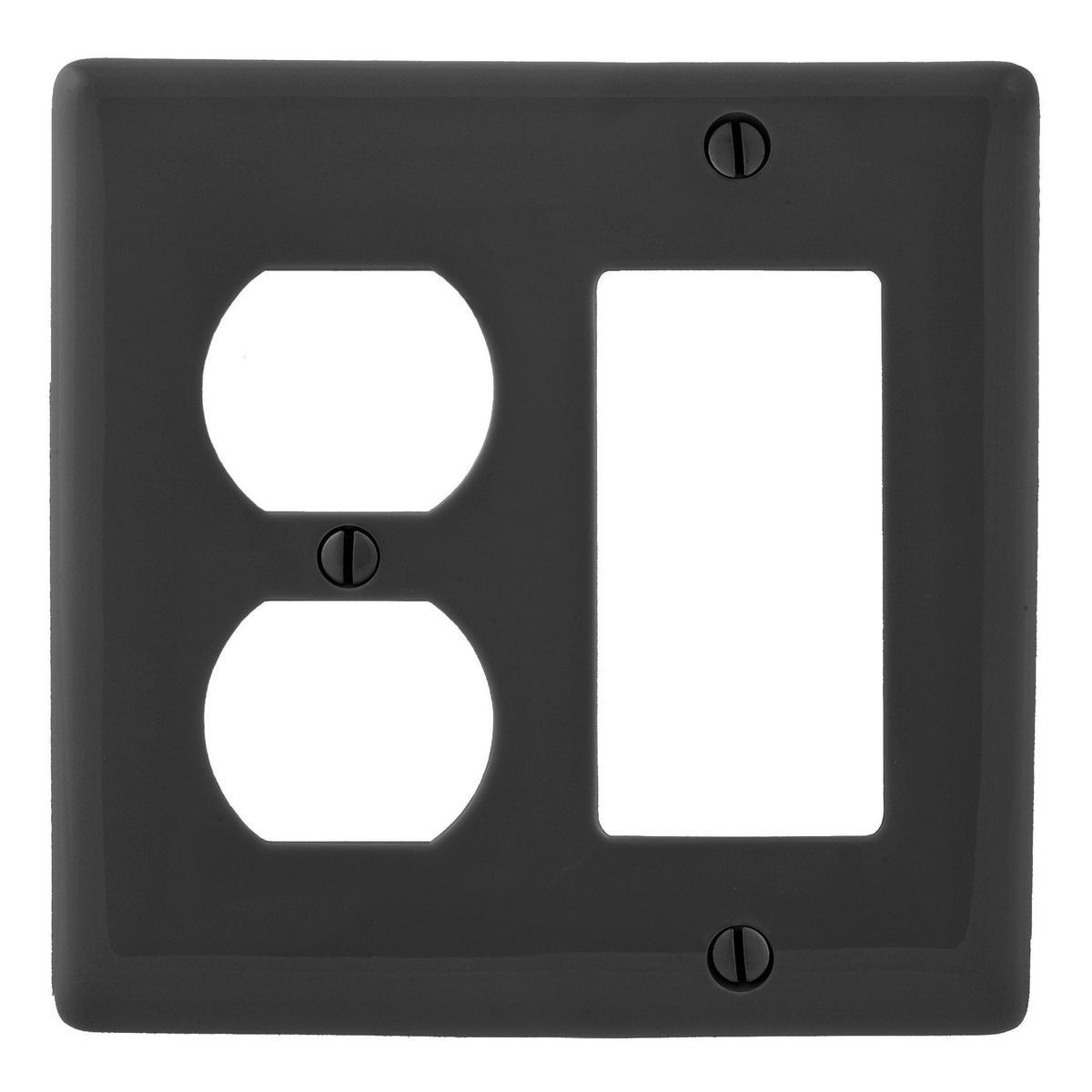 Product image for Wallplate 2-gang 1-duplex 1-decorator nylon black