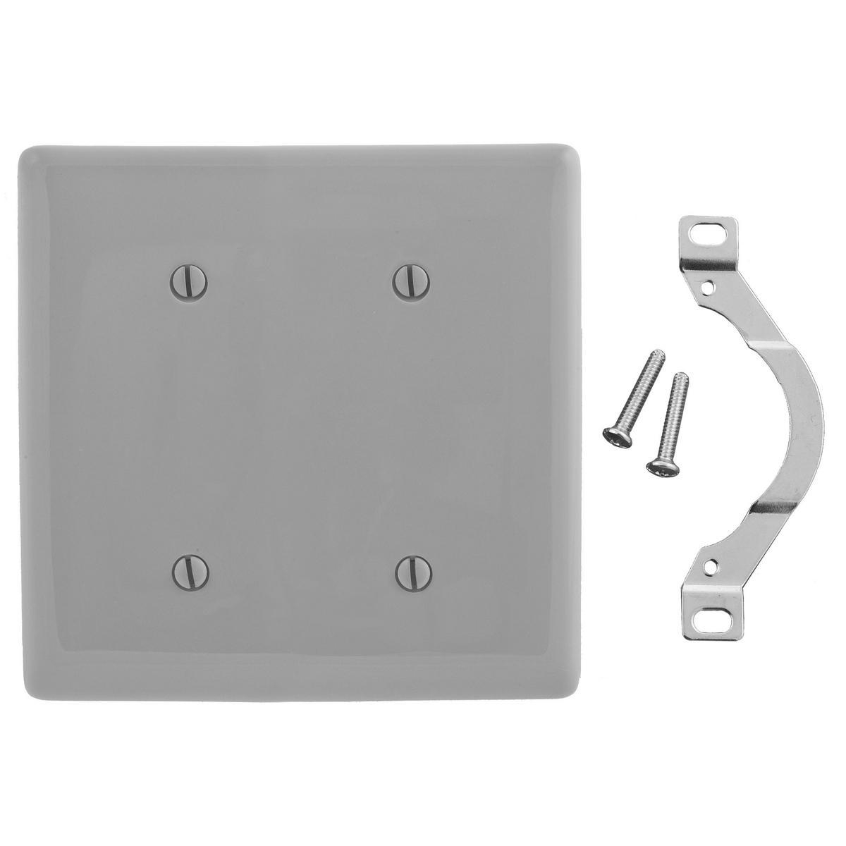 Product image for Plate wall 2-gang 2-blank strap-mount standard grey