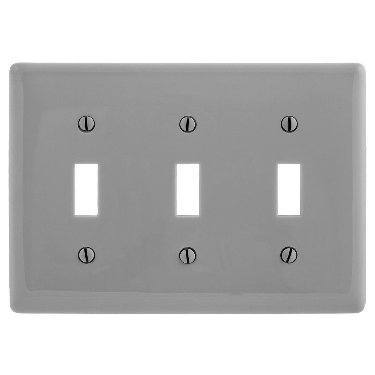 Product image for Wall plate 3gang nylon toggle plate grey