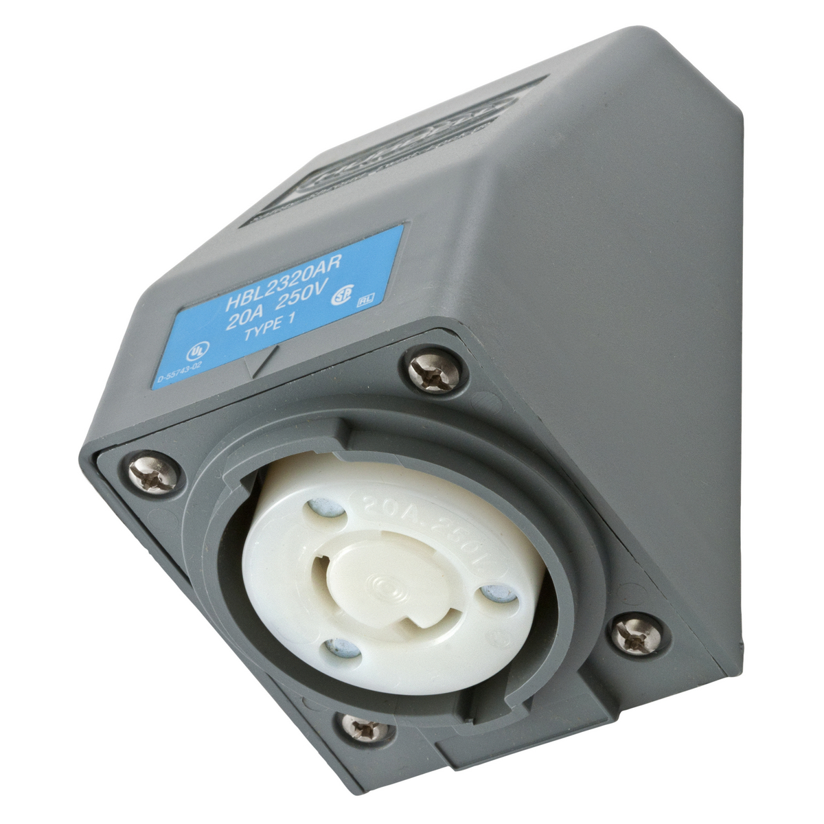 Product image for Receptacle twist-lock 1-gang 2HP NEMA L6-20R 20A 250V grey