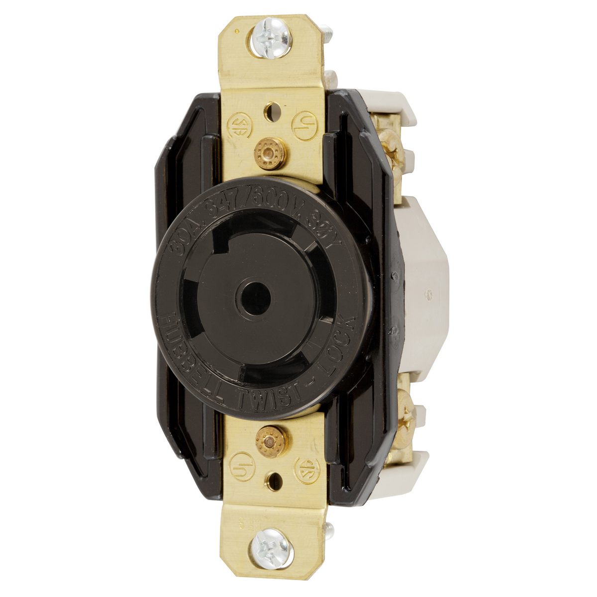 Product image for HUB HBL2830A RECEPT TL 30A 3PH Y 4P5W 347V 600V SINGLE FLUSH 1R NEMA L23-30R BLK NYLON FACE
