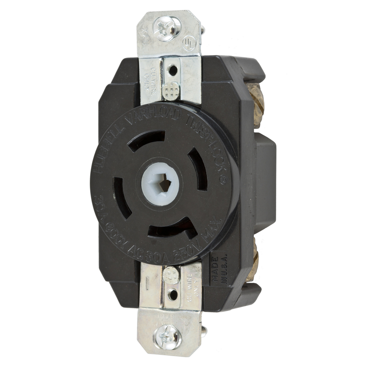Product image for Receptacle variload twist-lock 4-pole 5-wire 30A 600V black