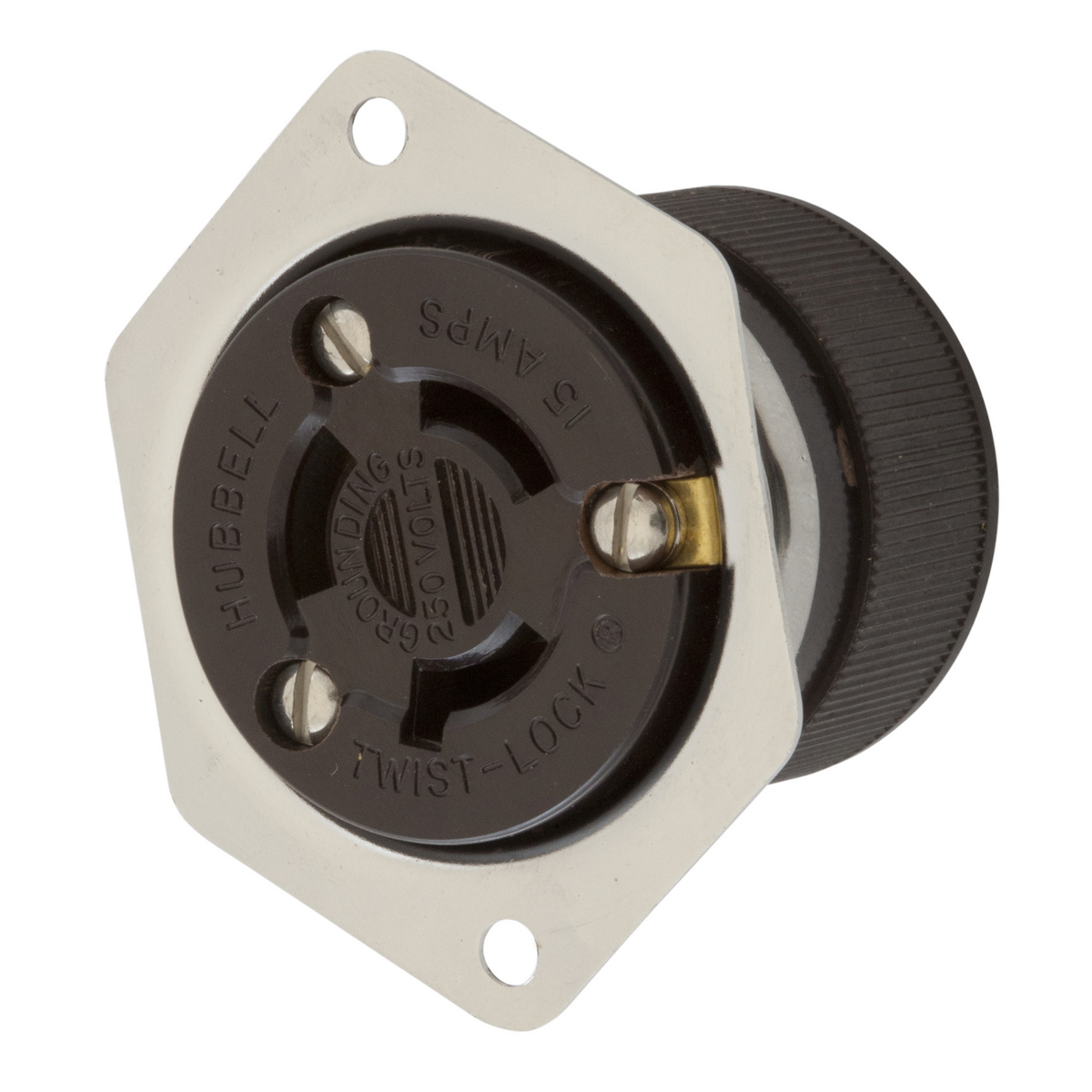 Product image for Receptacle flange flush ss 2P3W 15A L6-15R blk
