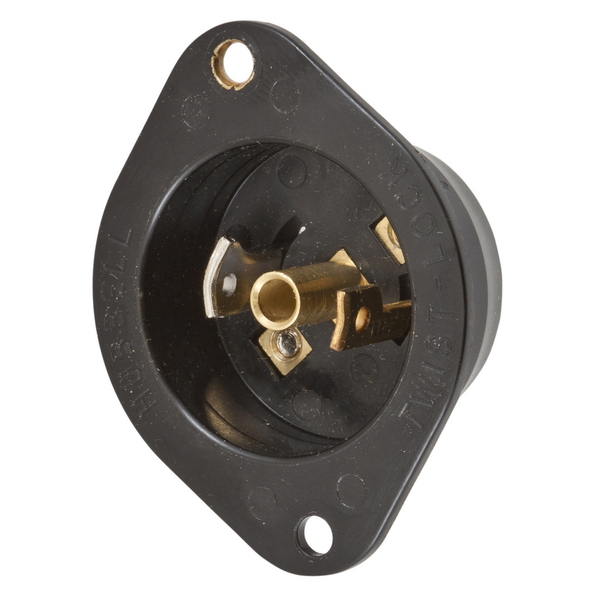 Product image for Inlet flanged 2-pole 3-wire exposed terminals NEMA ML-2P 15A 125V black
