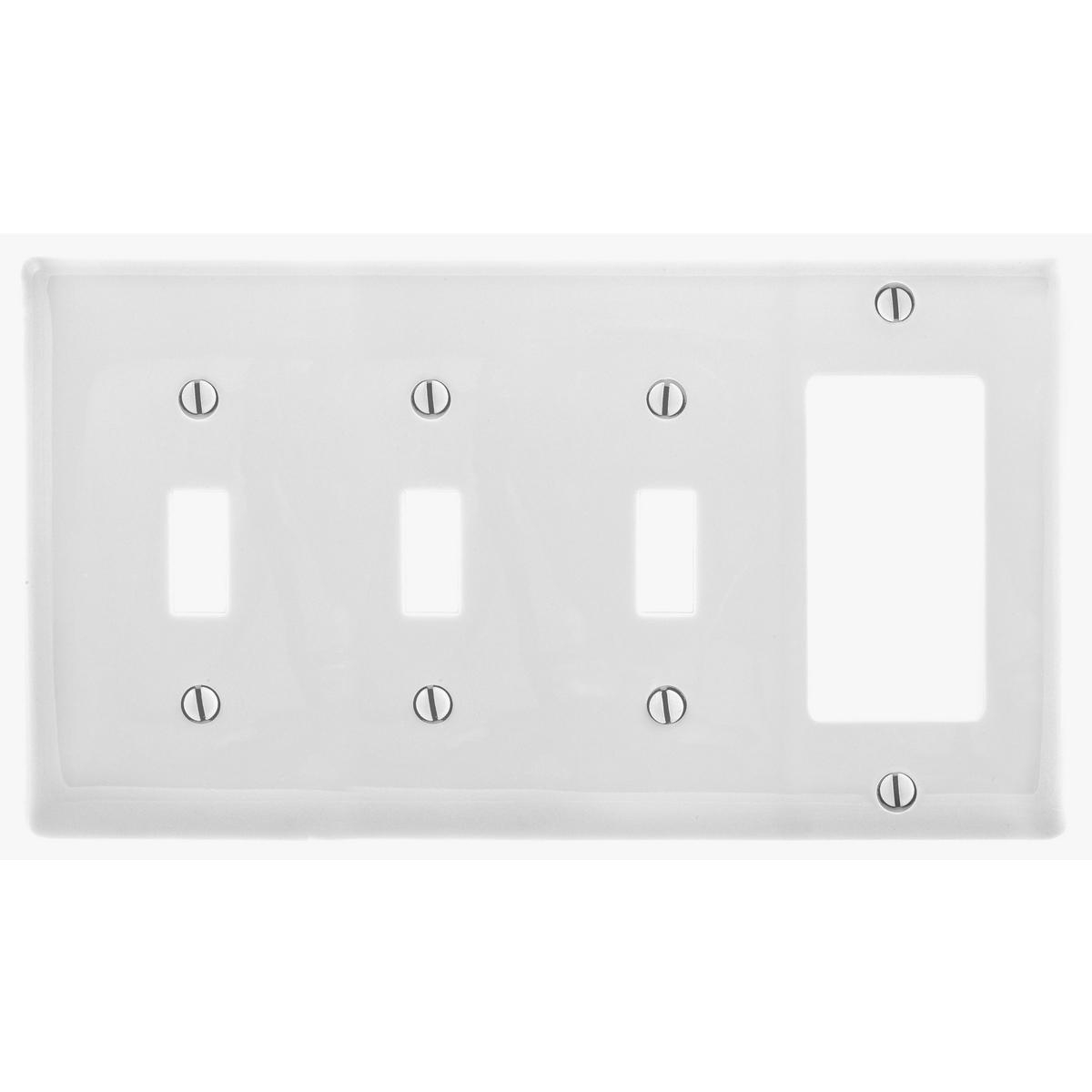 Product image for Plate wall 4-gang 3-toggle 1-decorator standard white