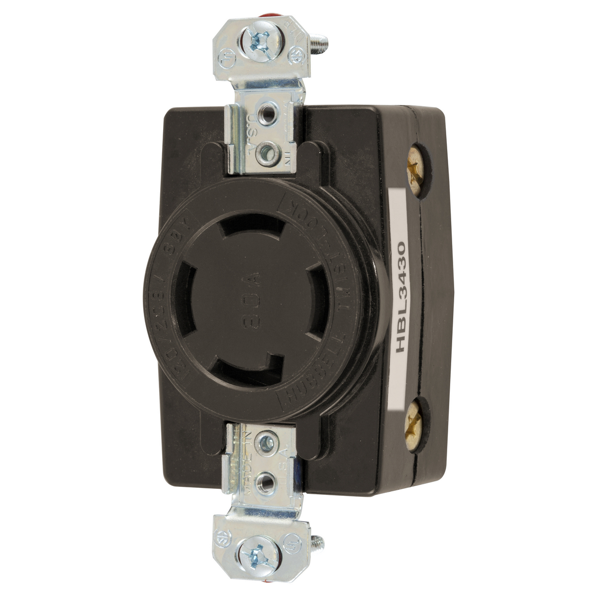 Product image for Receptacle single flush nylon 4P4W 30A black