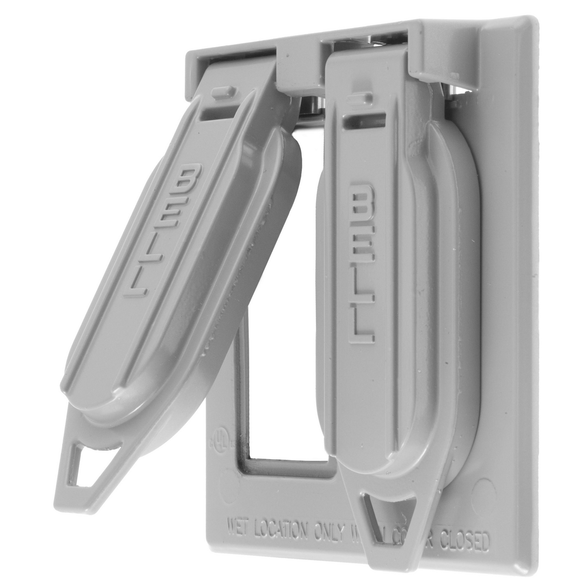 Product image for Cover 2-gang 2-GFCI zinc vertical mount grey