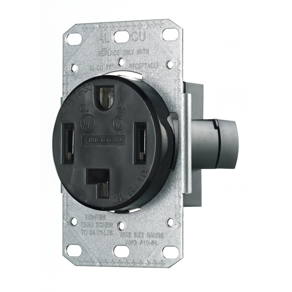 Product image for Receptacle power 3-pole 4-wire flush mount 30A 250V black
