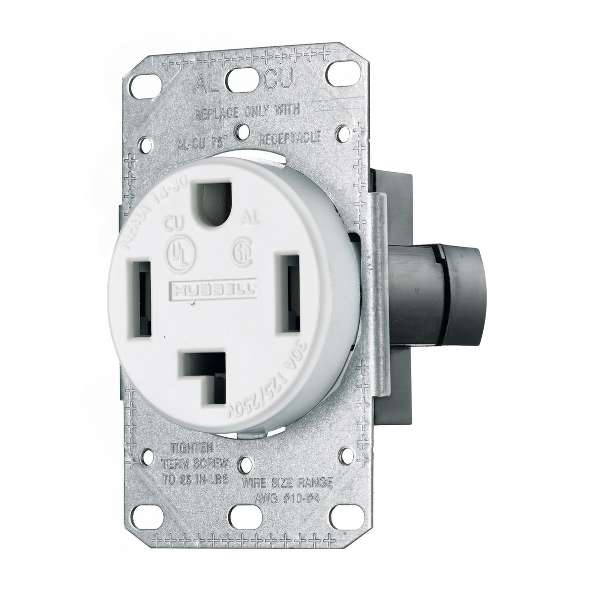 Product image for Receptacle power 3-pole 4-wire flush mount 30A 250V white