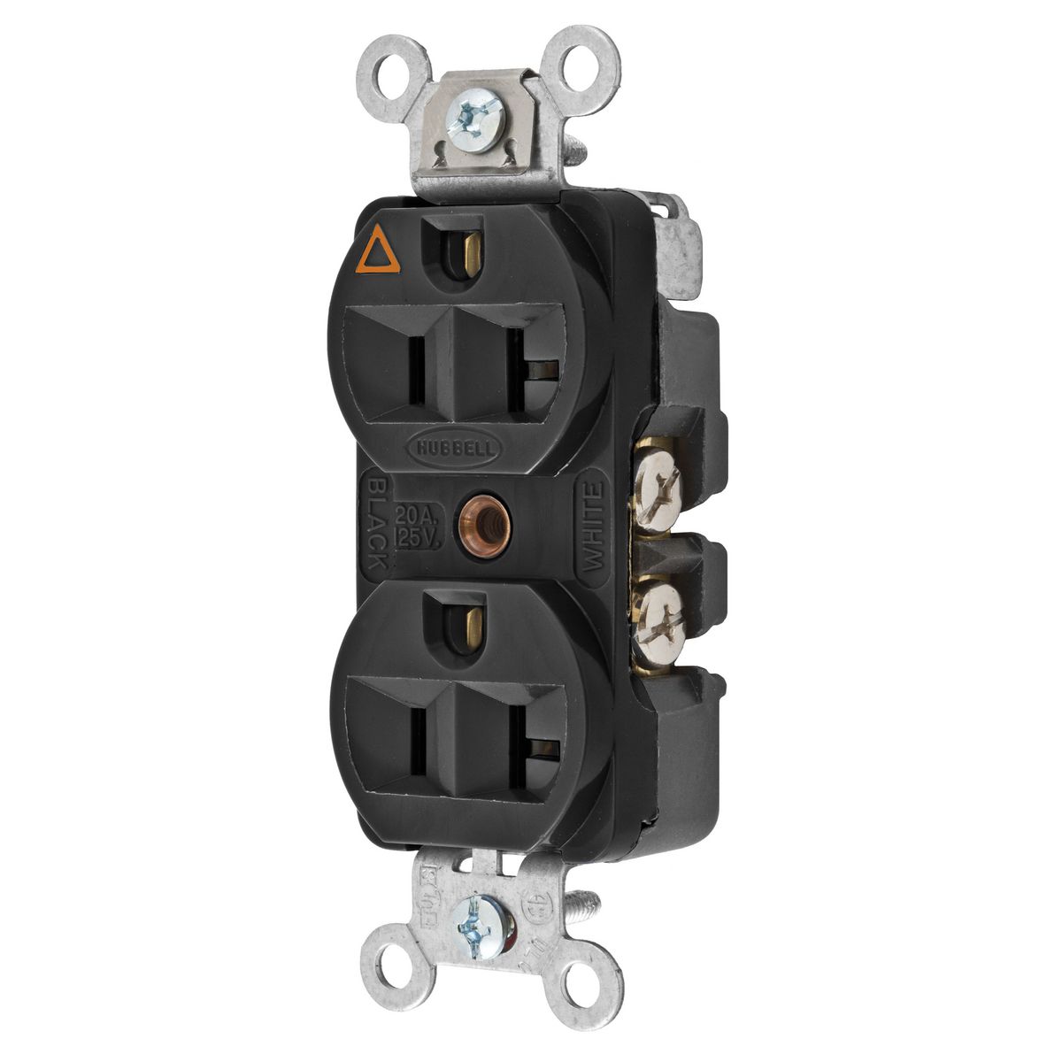 Product image for Receptacle 2-pole 3-wire grounding 20A 125V black