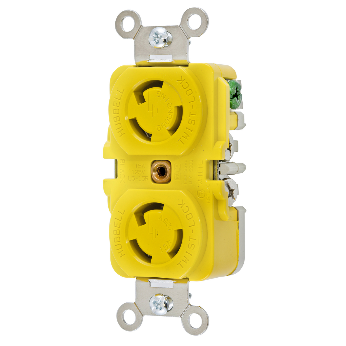 Product image for Receptacle dupx flush nylon 2P3W 15A L5-15R ylw
