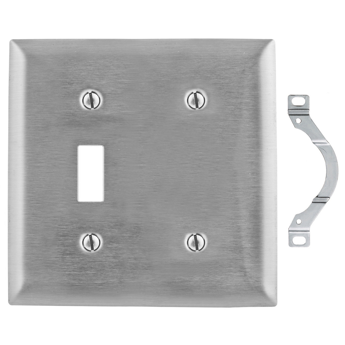Product image for Wallplate 2-gang 1-toggle 1-blank 304SS strap mount
