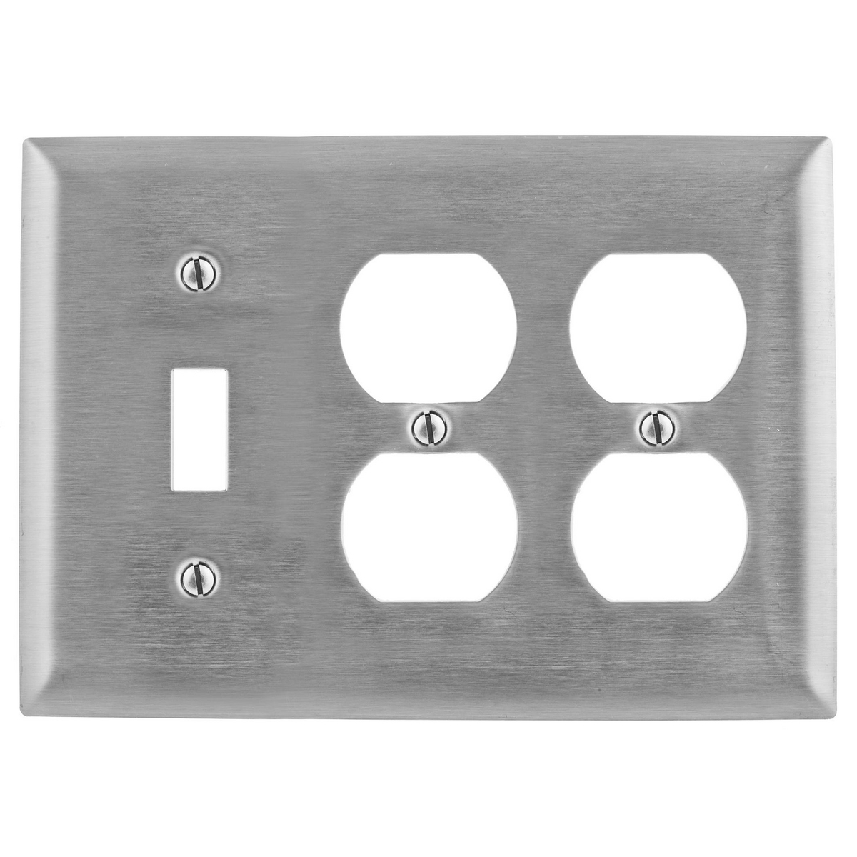 Product image for Wallplate combination 3-gang 1-toggle 2-duplex 302/304SS