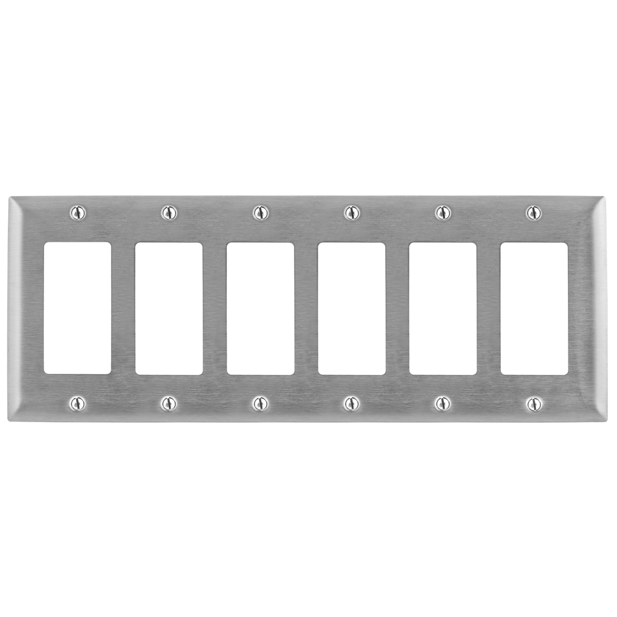 Product image for Wallplate mid-size 6-gang 6-decorator 302/304SS