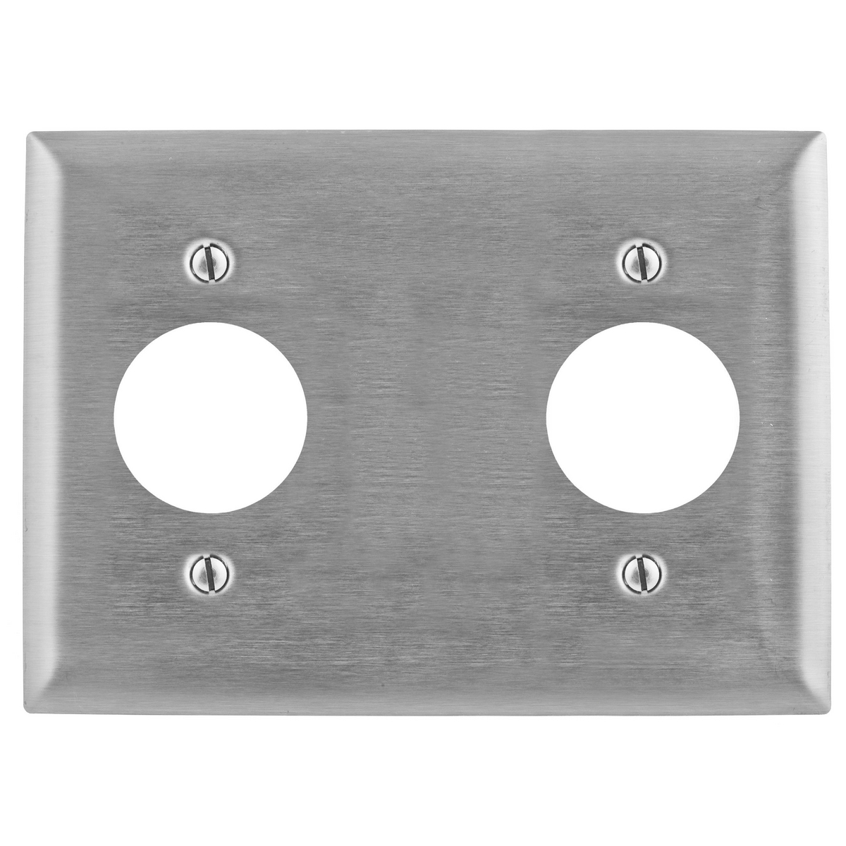 Product image for Wallplate 3-gang 2-receptacle 304SS 1.6" hole
