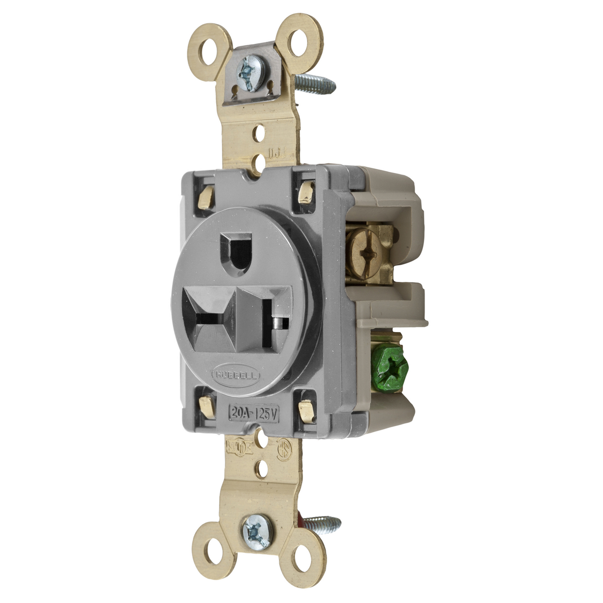 Product image for Receptacle single specification grade 2HP NEMA 6-20R 20A 250V grey