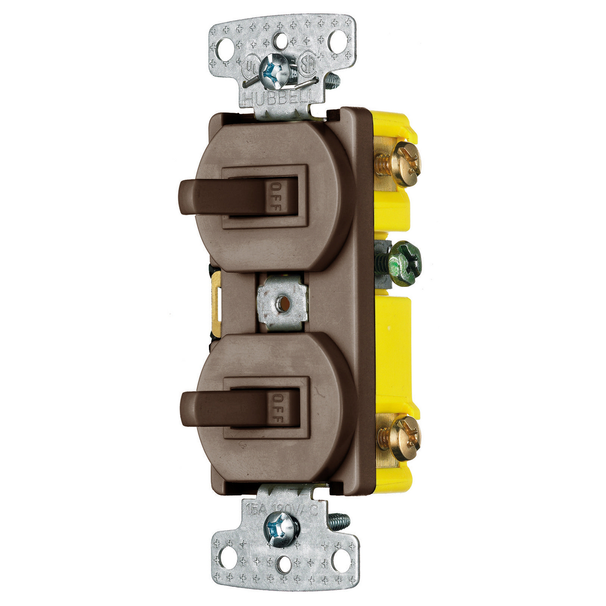 Product image for Switch toggle 1-pole side-wire 15A 120VAC brown