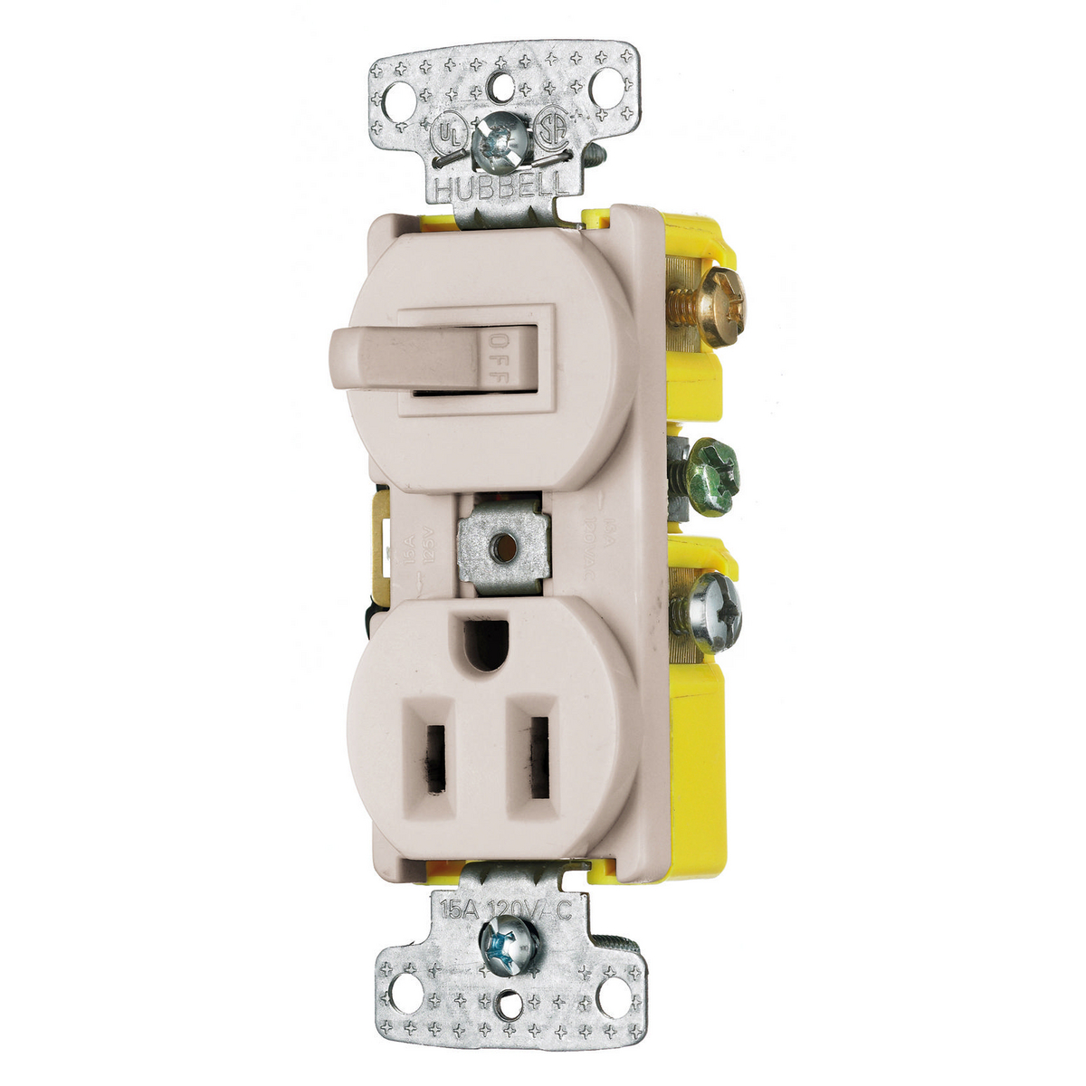 Product image for Switch toggle 1-pole side-wire 15A 120V light almond