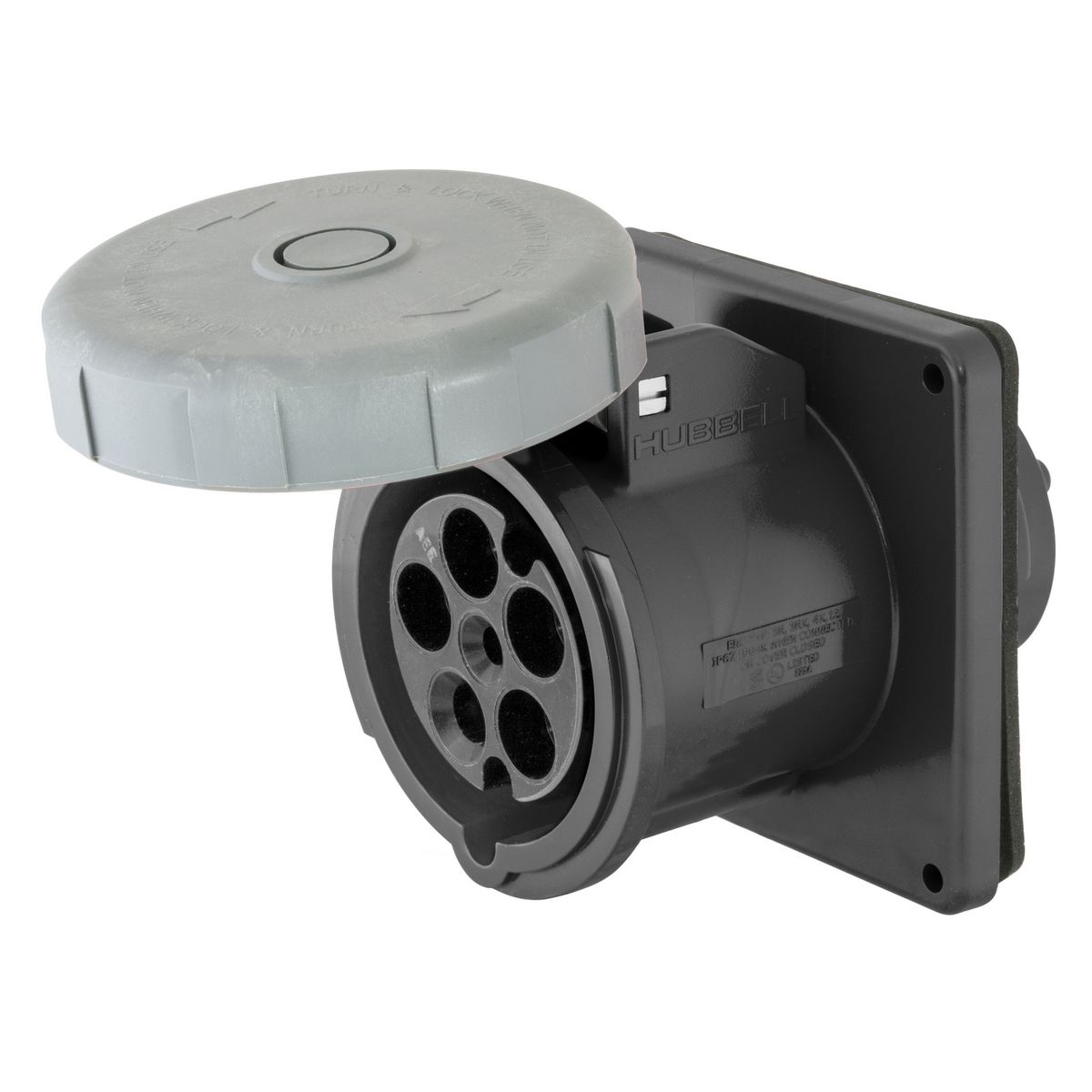 Product image for Rec.outlet+door pin&sleeve 4P 60A 347/600V