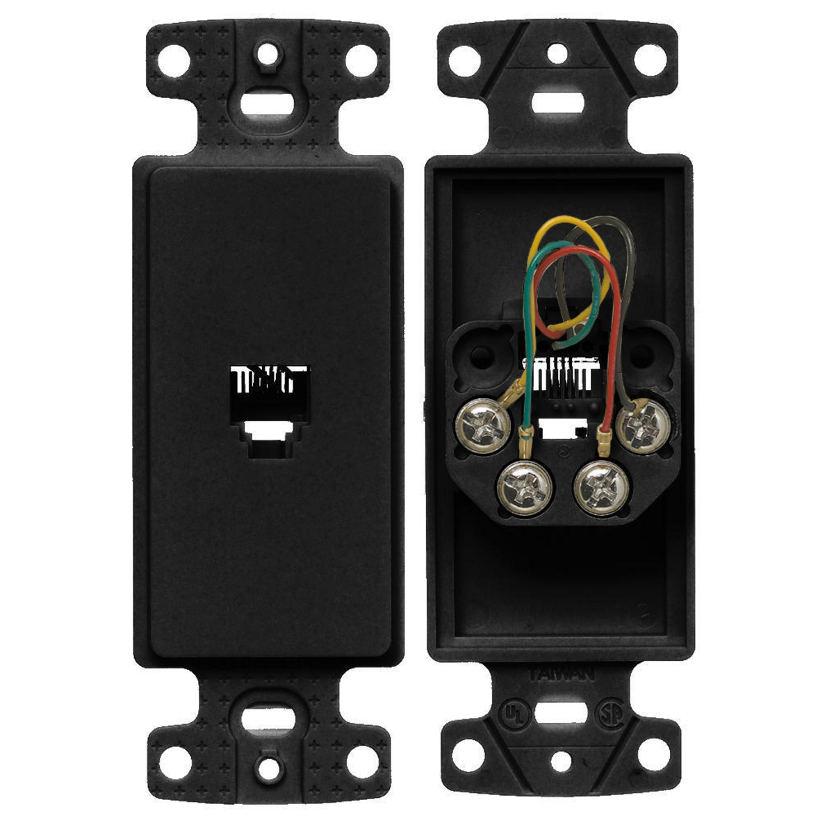 Product image for PLATE, FRAME,W/JK,6POS,4CON,S/TERM,BK
