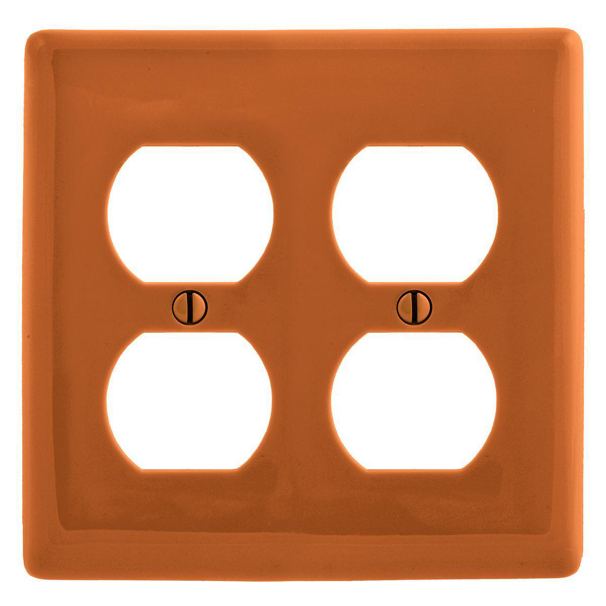 Product image for Wallplate 2-gang 2-duplex receptacle nylon orange