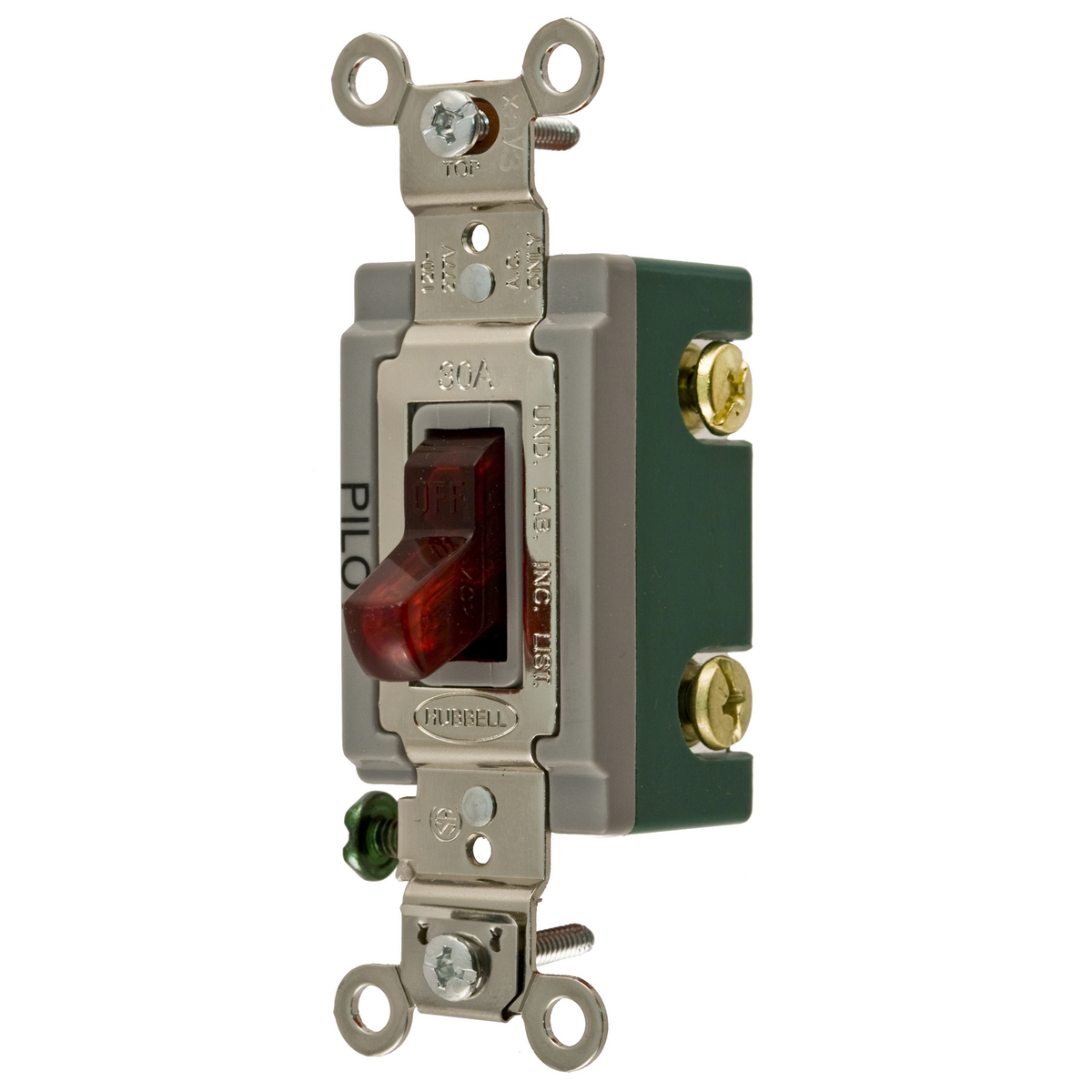 Product image for Switch pilot 2-pole industrial grade toggle 30A 120/277V red