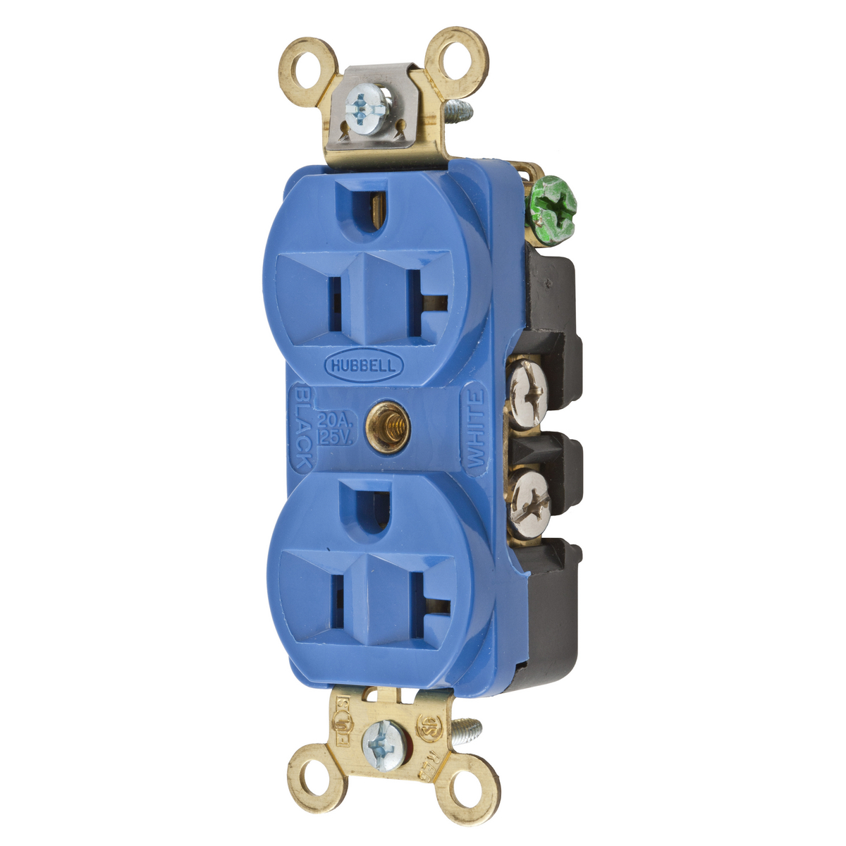 Product image for Receptacle duplex flush nyl 2P3W 20A 5-20R blue