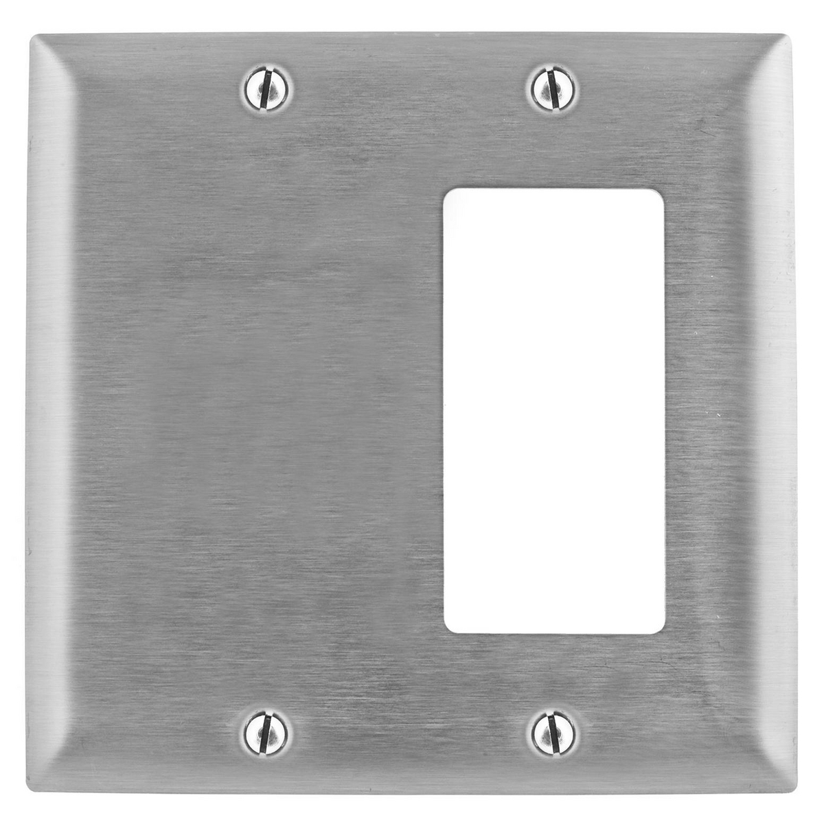 Product image for Wallplate combination 2-gang 1-blank strap mount 1-decorator 302/304SS