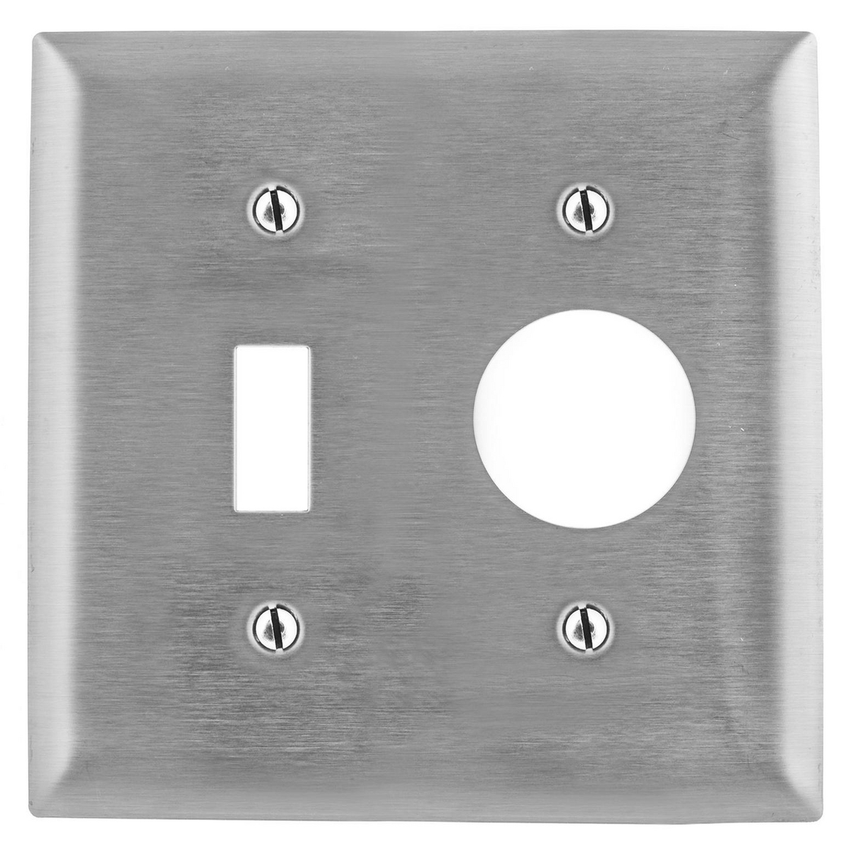 Product image for Wallplate 2-gang 1-toggle 1-receptacle 304SS 1.4" hole