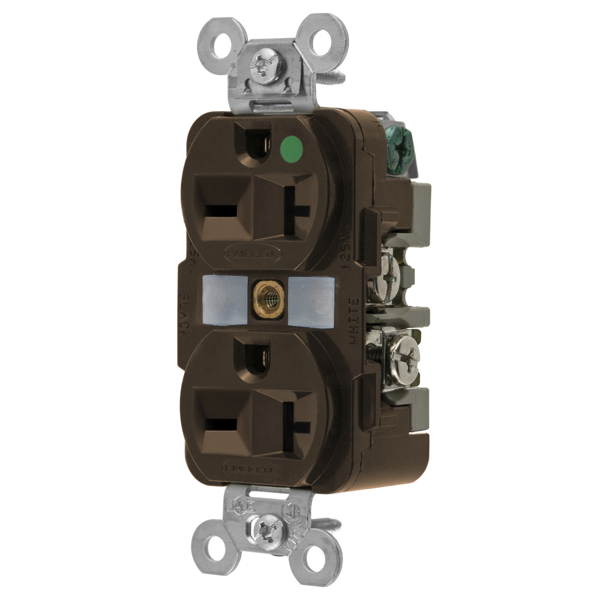 Product image for Receptacle duplex 2-pole 3-wire 20A 250V brown