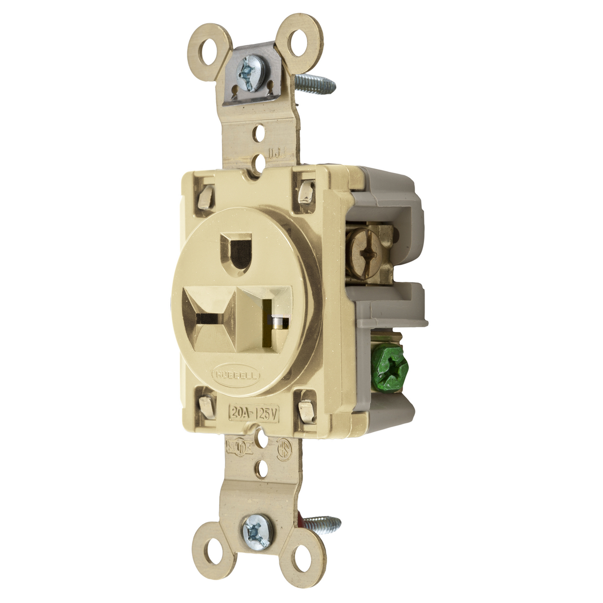 Product image for Receptacle single flush nyl 2P3W 20A 6-20R ivory