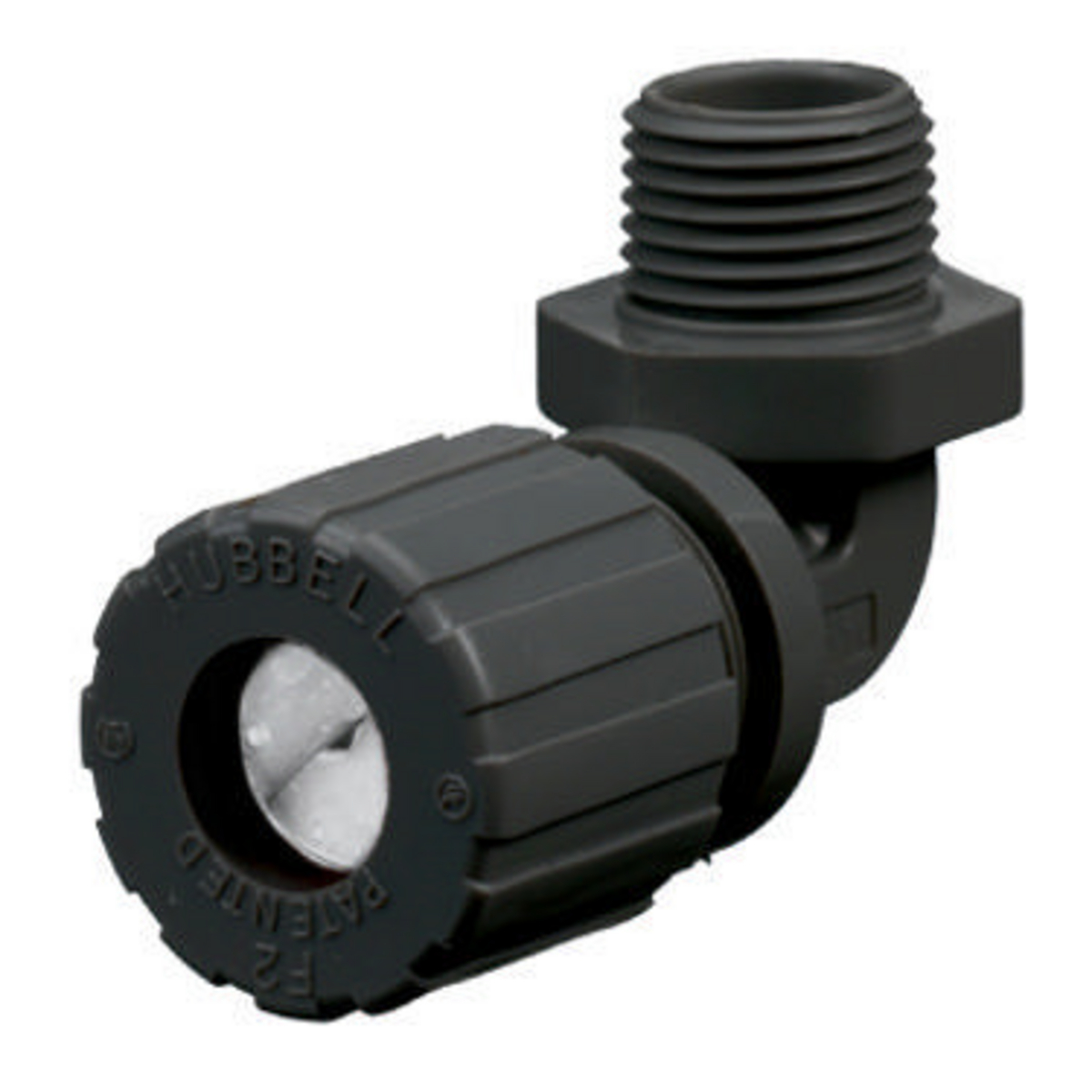 Product image for Connector cord 90.. male nylon black/white 1/2" NPT 0.25-0.375"
