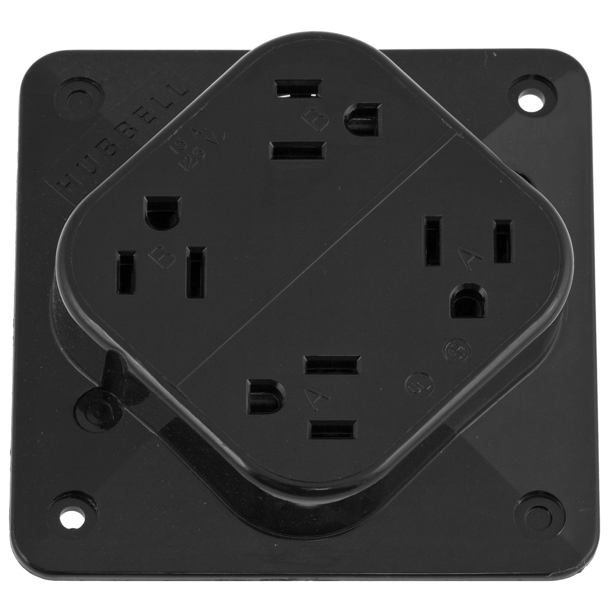 Product image for HUB HBL415BK RECEPT 4PLEX 15A 125V