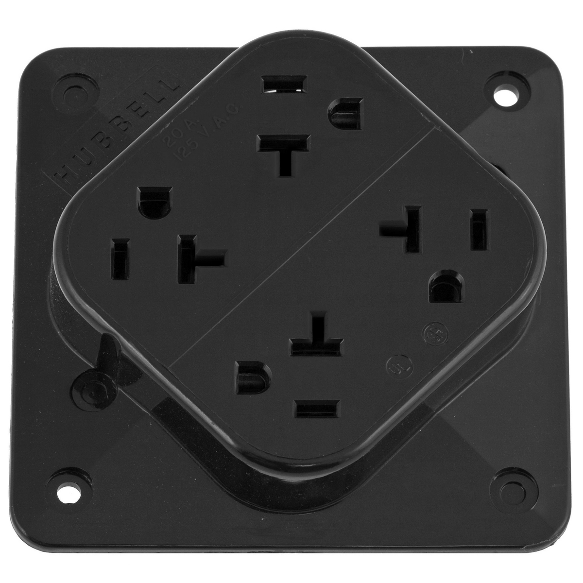 Product image for Receptacle quad 2-pole 3-wire 20A 125V black