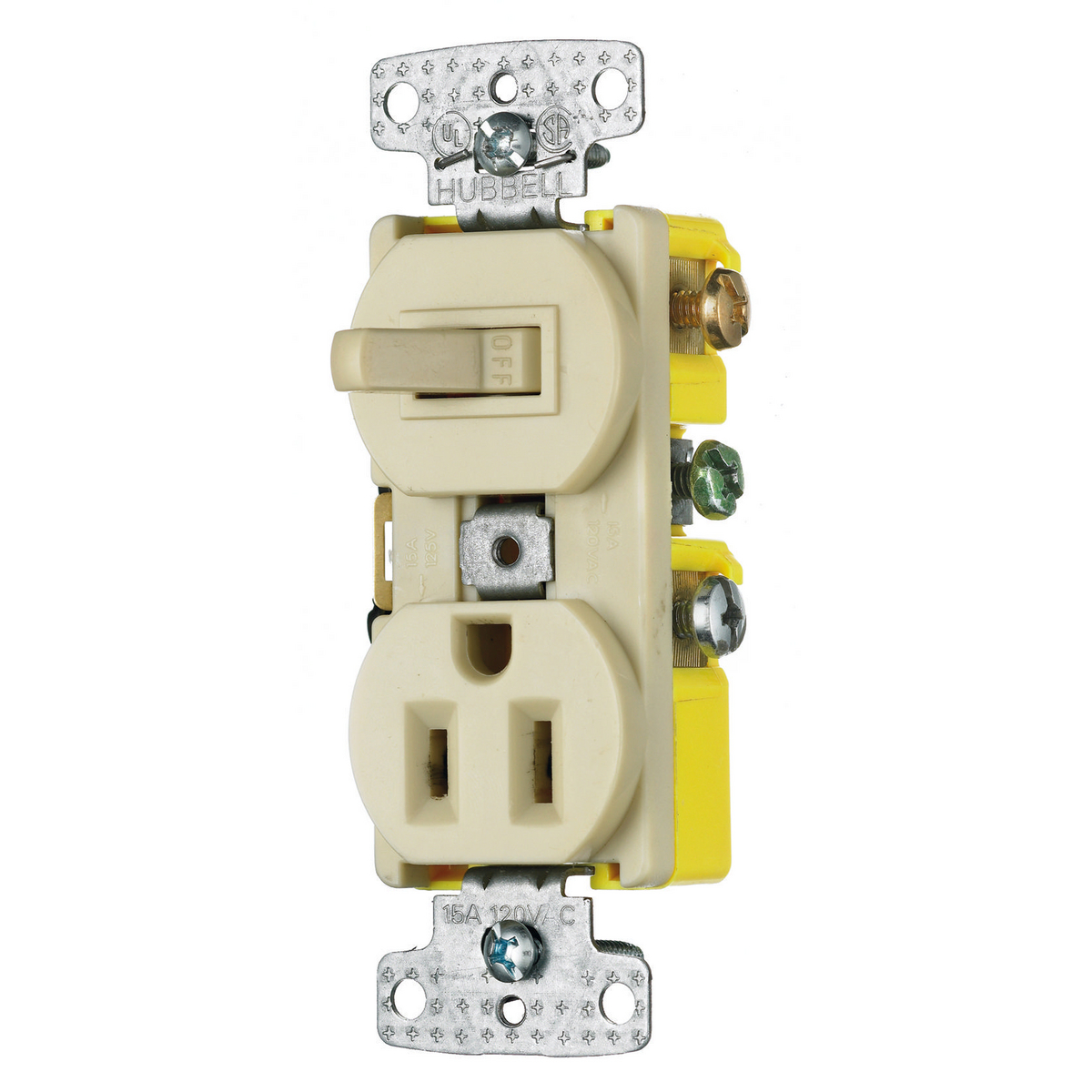 Product image for Switch toggle 1-pole side-wire tamper-resistant 15A 120V ivory