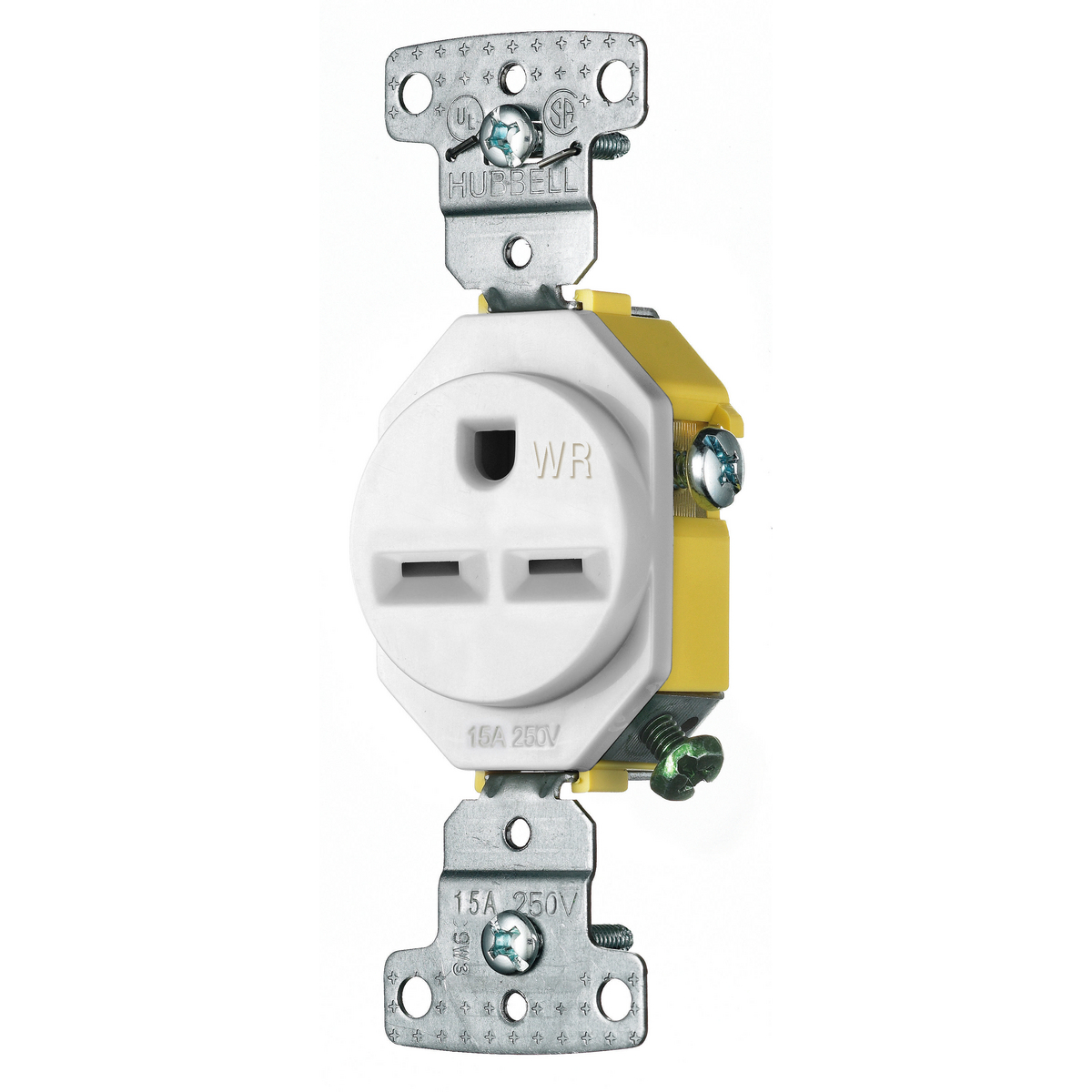 Product image for RESI SGL RCPT, 15A 250V,WR, WH